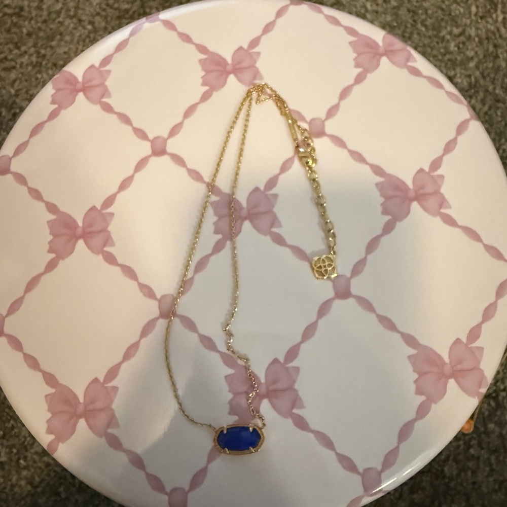 Kendra Scott Gold Necklace with Blue Pendant